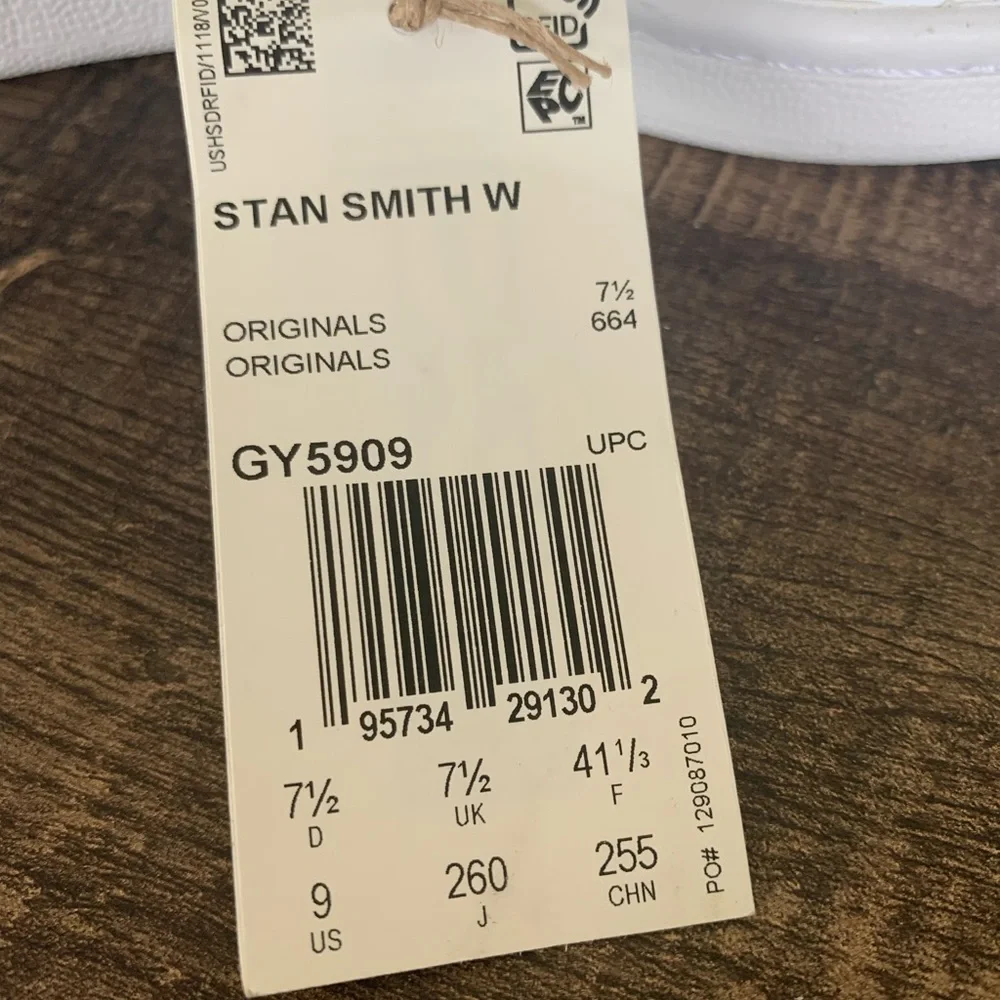 adidas Stan Smith White with Brown Accent Sneakers - Picture 10 of 10